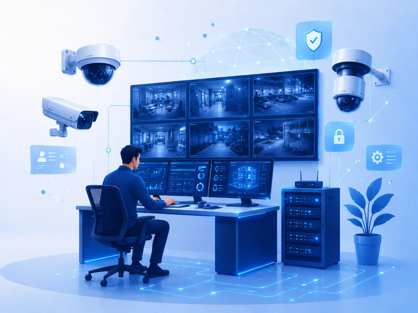 CCTV and security monitoring illustration