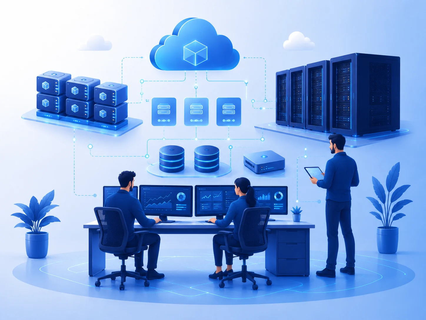 Cloud and colocation infrastructure illustration